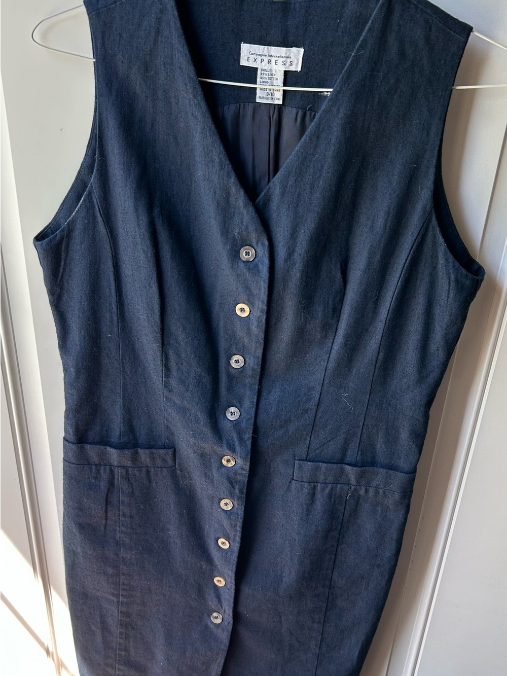 Vintage Express International Blue Button-Up Dress – Women’s Retro Style Dress
